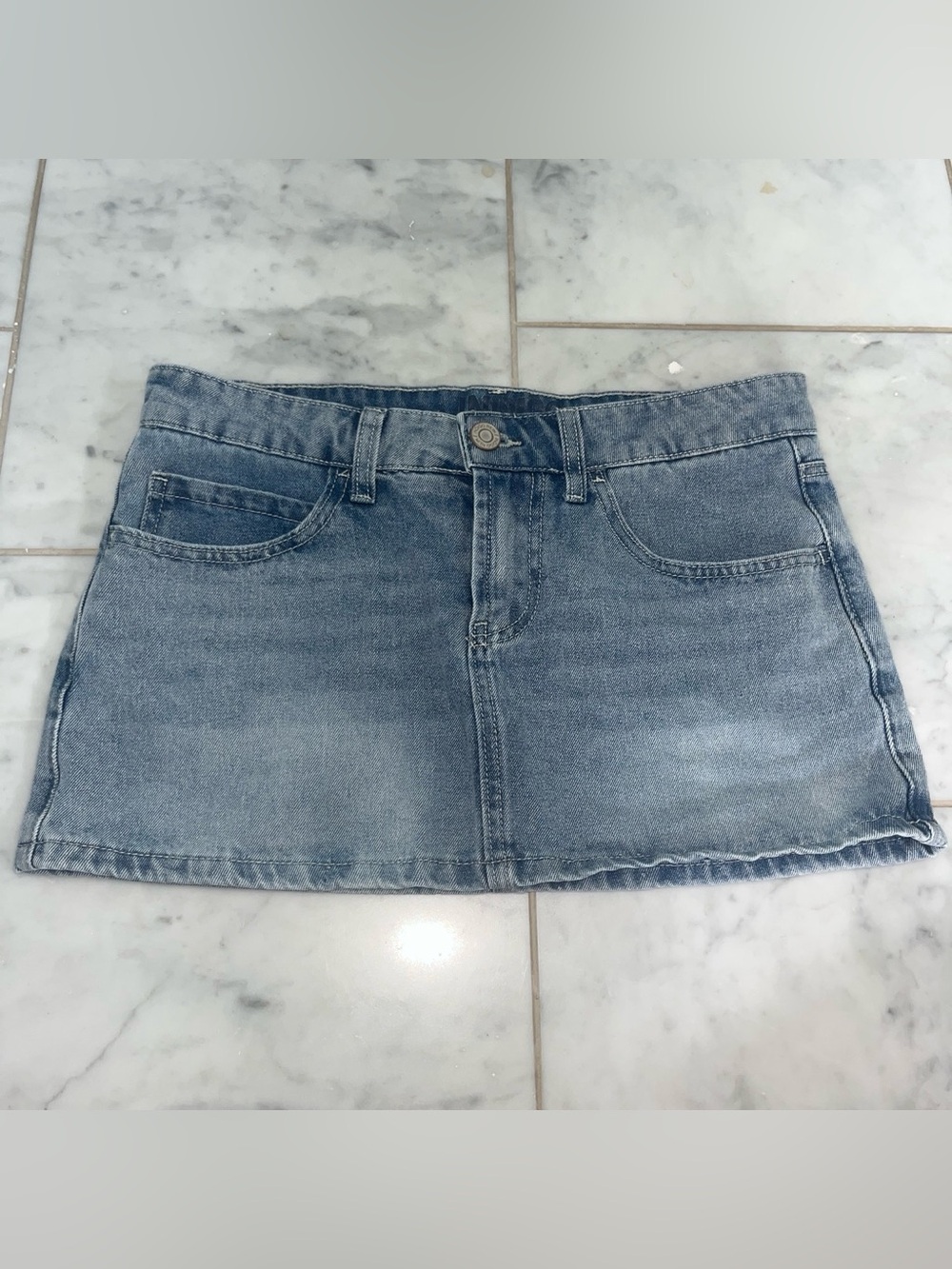 Indigo Rein Faded Blue Denim Mini Skirt